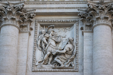 Fototapeta na wymiar Marble sculpture from Trevi Fountain or Fontana di Trevi, Rome, Italy