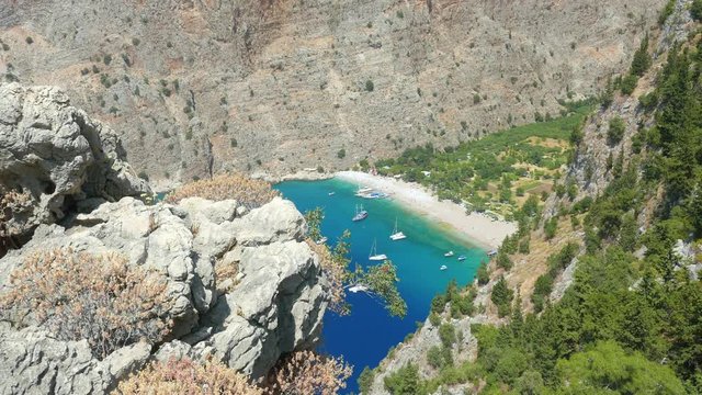 Beautiful aerial view of The Butterfly Valley in Fethiye, Turkey