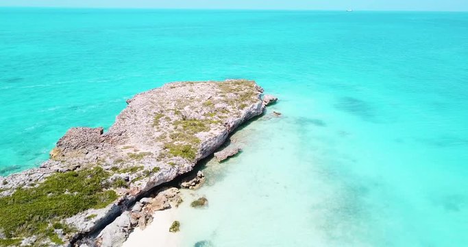 Crystal Clear Tropical Ocean Water Turks And Caicos Aerial Drone