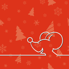Fototapeta na wymiar Christmas card with cartoon mouse