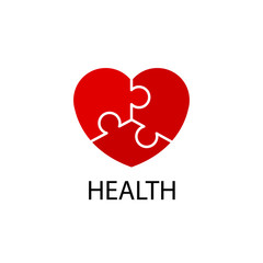 Red pieces puzzle of romantic heart.