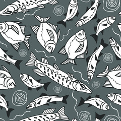 fish seamless pattern. eps10 vector illustration. hand drawing