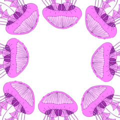 Frame template with doodle jellyfish.