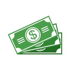 Cash Money Icon US dollar bill. Flat simple. Isolated on white background. 