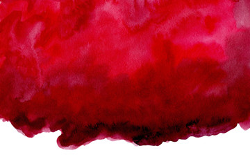 Abstract watercolor red textured background on a white isolated background