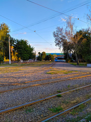 Naklejka premium Delicate sky and tram tracks