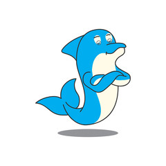 Cute Dolphin cross arms Mascot logo illustration