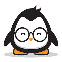 Penguin Cute Geek logo mascot illustration vector