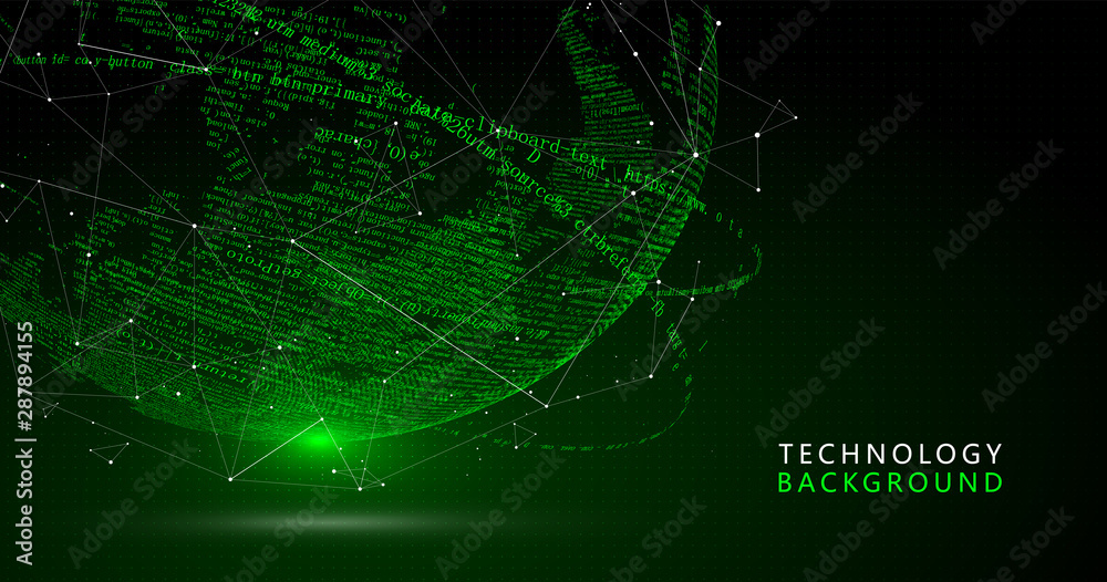 Wall mural the earth is made up of digital codes., a sense of science and technology abstract graphics.