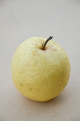 close up chinese pear fruit on wood floor