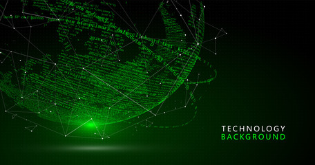 The Earth is made up of digital codes., a sense of science and technology abstract graphics.