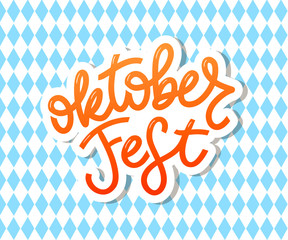 Oktoberfest handwritten lettering. Oktoberfest typography vector design for greeting cards and poster. Beer Festival vector banner. Design template celebration. Vector illustration.