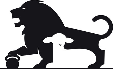 Lion Amongst Sheep Gym Fitness Logo icon vector illustration
