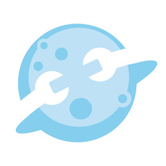 Moon Wrench Service logo icon vector