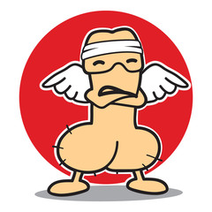 Mighty phallus Angel logo vector mascot illustrations
