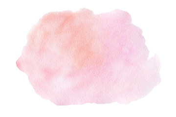 Abstract watercolor pastel delicate pink textured background on a white isolated background