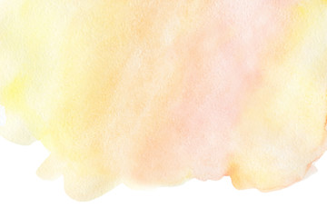 Abstract watercolor pastel delicate yellow textured background on a white isolated background