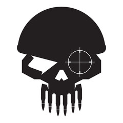 Skull Military sniper with bullet teeth logo icon vector