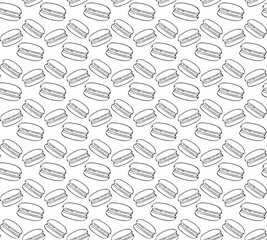 Seamless vector pattern biscuit macaroon. Sweet pattern for fashion design. Background with sweets. Pattern for candy packaging dessert. Cute Doodle style.