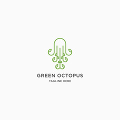 Octopus and leaf nature Logo Icon Design Template. Sea, Nature, Food, Animals