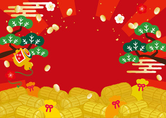 年正月背景イラスト ネズミと鯛 Wall Mural Perori