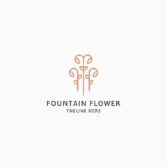 Fountain with flower shape Logo Icon Design Template. Florist, Beauty, Spa, Cosmetics