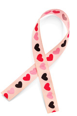 Pink ribbon with hearts