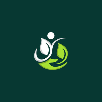 Human Leaf Healthcare Simple Icon Logo Element Design Template
