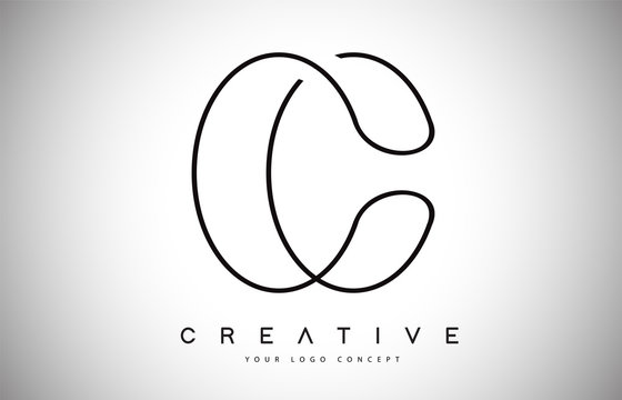 C Letter Logo Monogram Vector Design. Creative C Letter Icon with Black Lines