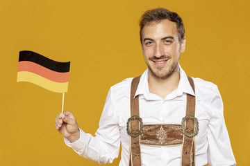 Front view of man with german flag