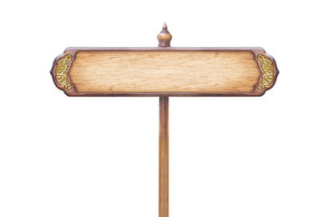 Empty wooden vintage sign isolated on white background with clipping path