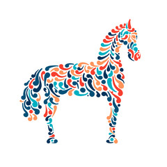 Obraz premium Abstract folk horse ornate for your design