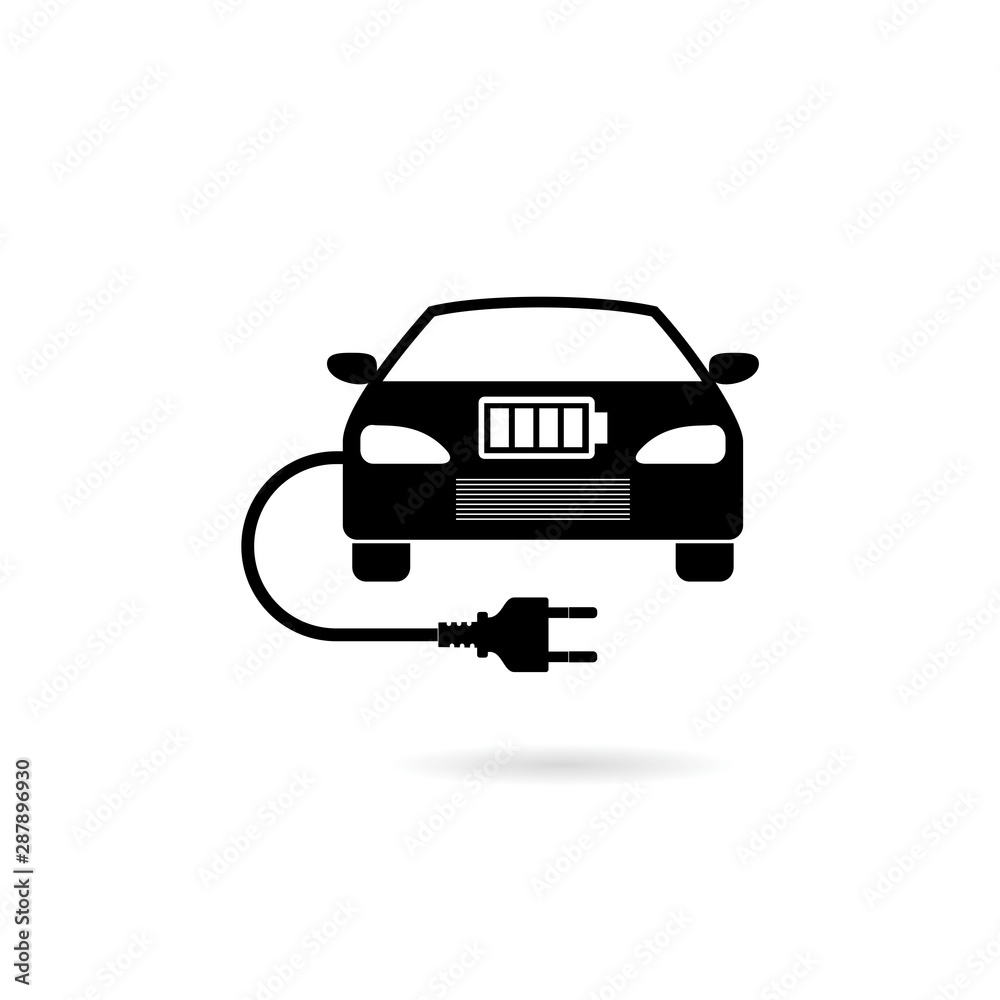 Sticker Electric car icon isolated on white background