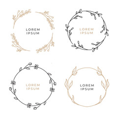 vintage hand drawn floral wreath set