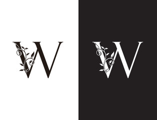 Luxury  W Letter Logo, vintage floral logo icon perfect for fashion, restaurant, cafe, hotel and many company.