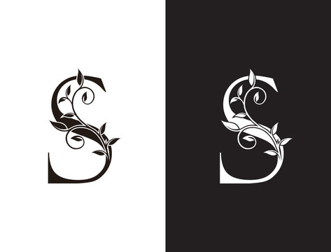 Luxury  S Letter Logo, vintage floral logo icon perfect for fashion, restaurant, cafe, hotel and many company.