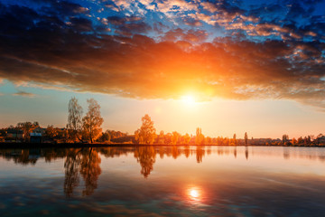 Fototapeta premium beautiful autumn quiet small river