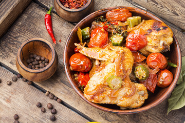 Baked chicken in vegetables