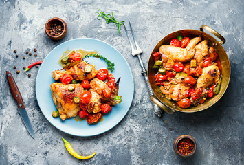 Baked chicken in vegetables