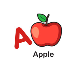 Alphabet Letter A-Apple vector illustration