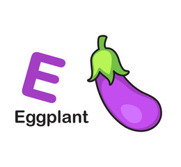 Alphabet Letter E-Eggplant vector illustration