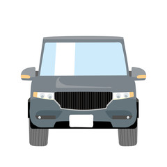 デフォルメされた可愛い車のイラスト オレンジ コミカル ミニバン ファミリーカー 正面 Wall Mural Globeds