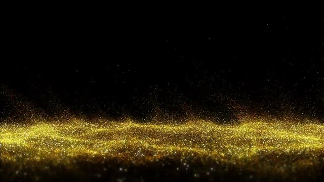 The golden dust spread out like a wave of water A pile of golden sand near the bottom of the picture frame