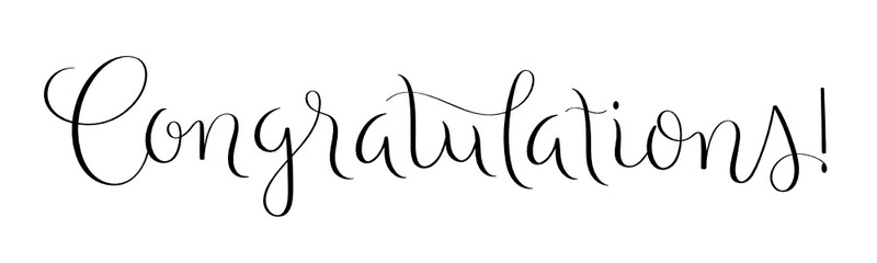 Black brush calligraphy banner CONGRATULATIONS!