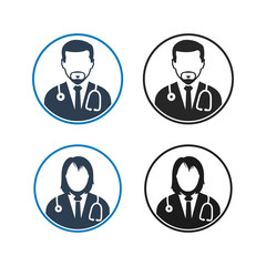 Doctor Icon set. Flat style vector EPS.