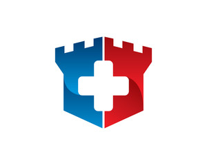 Obraz premium Medical and castle logo symbol or icon template