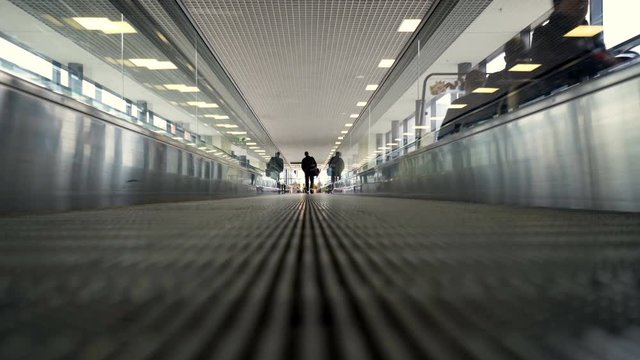 Walkalator in airport terminal 