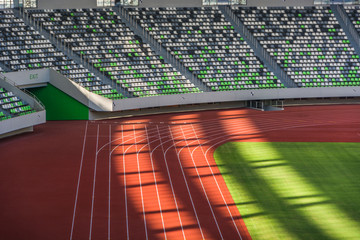 Abstract shot of rows of seating in a sports stadium
