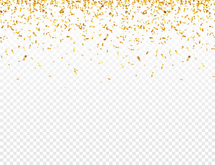 Christmas golden confetti. Falling shiny glitter in gold color. New year, birthday, valentines day design element. Holiday background. - obrazy, fototapety, plakaty