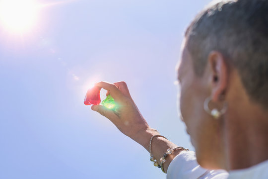 Crystal Healing Therapy with Red and Emerald Green Andara Crystal